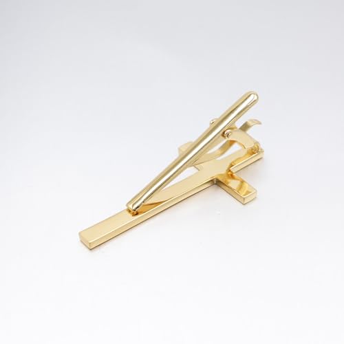 Novelty Silver Gold Black Tie Clip for Men Unique Owl Fish Shark Guitar Cross Tie Bar Neckties for Regular Wedding Business Tie Pin Clips Jewelry - style: Gold Cross