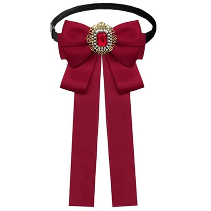 Womens Bow Tie Adjustable Rhinestone Bowtie for Women Ladies Girls Pre-tied Womens Tie for Shirt Suit Uniform - color: Red-strap-style 2