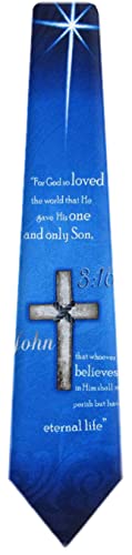 Mens Christian Themed Jesus Crosses Novelty NeckTie Ties - color: Navy Blue