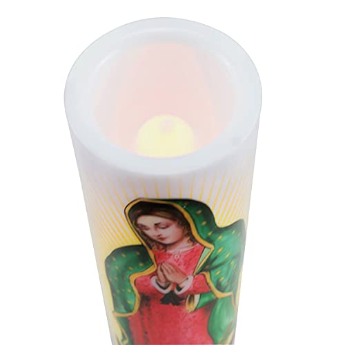 Virgin of Guadalupe Flameless LED Prayer Candle, Unique Religious Decoration, Gift Idea for Mothers Day, Birthday, or Any Holiday 8.2 Inches - size: 1 Count, style: Virgin of Guadalupe