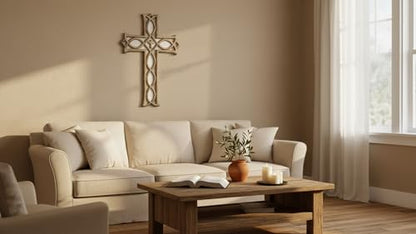 Wooden Catholic Crucifix Christian Cross Wall Hanging Church Altar Decor - color: White Wash Finish