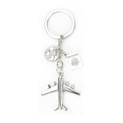 Airplane Keychains Travel Keychain for Women Compass Keyring Travel Airplane Keychain Gifts with Angel Charm - color: White9