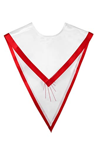 IvyRobes V Shape Confirmation Stole Descending Dove Embroidery Confirmation Stoles White with Red Trim