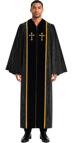 MyGradDay Unisex Deluxe Clergy Robe，clergy church gown - color: Black(black)-b, size: 48''(5'3''-5'5'')
