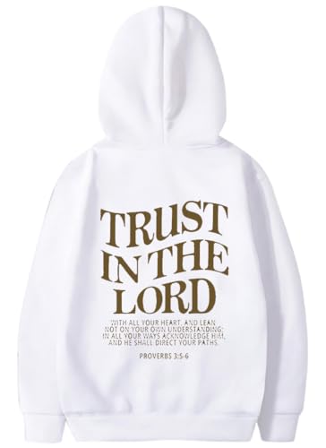 PANOZON TRUST IN THE LORD Hoodie Christian Faith Religious God Tops Man Woman Pullover Sweatshirt Y2K Longsleeve - color: 5-white, size: XX-Large