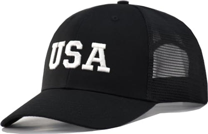 TSSGBL Various Gift Hats for Men - M L XL XXL Big Head Fit, Adjustable Mesh Trucker Ball Cap, Ideal Gifts - color: Black(usa), size: XX-Large