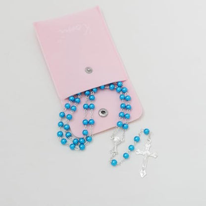 KOMI 6 MM Pearl Rosary Beads With Crucifix, Catholic Necklace for Women With Velvet Bag or Rosary Box - style: Rosary-7