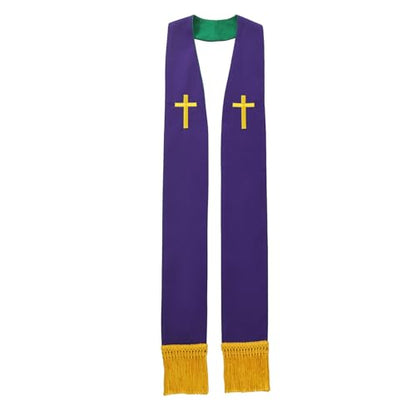 BLESSUME Church Clergy Pastor Reversible Stole - color: Green and Purple 3