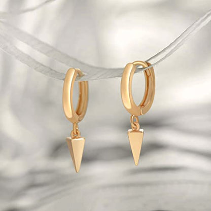 VACRONA Gold Heart Hoop Earrings Huggie Earrings for Women 14k Gold Plated Small Hoops Earrings - color: cone spike