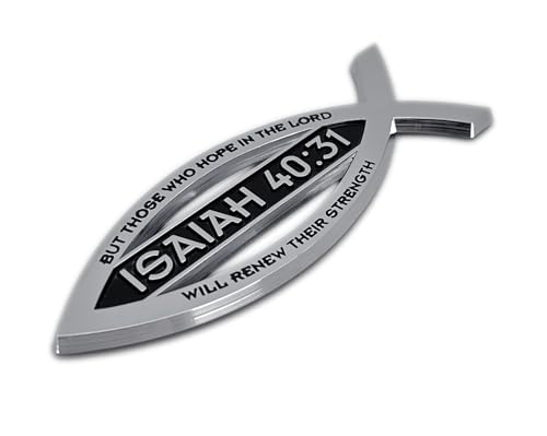 Elektroplate Christian Fish Isaiah 40:31 with Verse OEM Chrome Emblem for Cars, Trucks, and All Auto | Universal Fit at 4" x 1.4" | Weatherproof - color: Isaiah 40:31