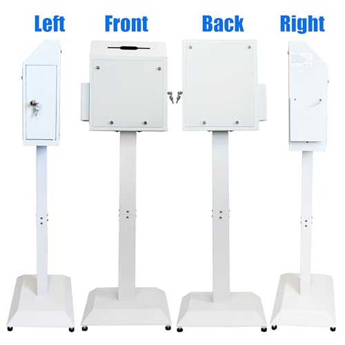 Floor Standing Suggestion & Offering Box with Locking Door - color: White