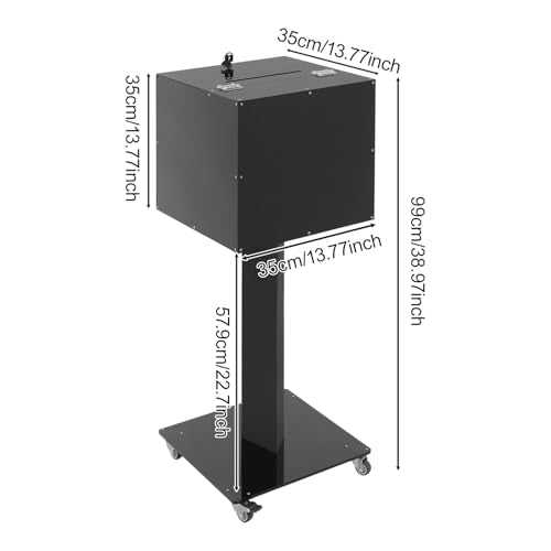 Suggestion Box with Lock and Key Donation Box with Stand and Wheel Acrylic Ballot Box Standing Offering Box for Church, Office, Voting (Black, Bar Hole) - color: Black, size: Bar Hole