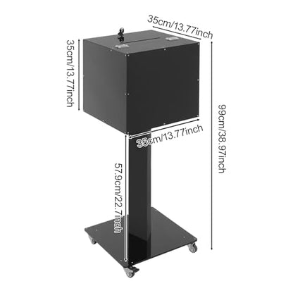 Suggestion Box with Lock and Key Donation Box with Stand and Wheel Acrylic Ballot Box Standing Offering Box for Church, Office, Voting (Black, Bar Hole) - color: Black, size: Bar Hole