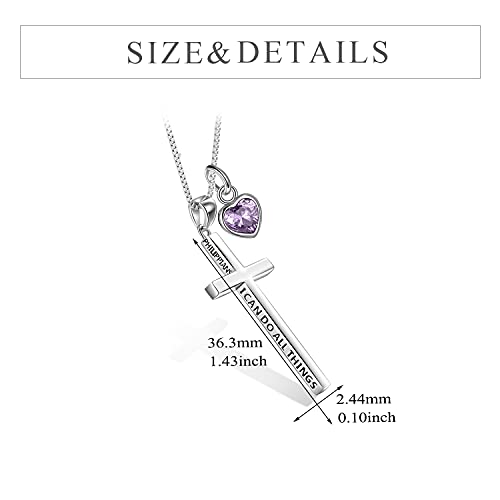POPLYKE Cross Necklace 925 Sterling Silver Philippians 4:13 I Can Do All The Things Inspirational Necklace Gifts for Women Men 20+2'' - color: silver-06 June