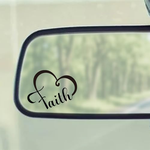 5Pcs Jesus Christian Mirror Stickers,Faith Heart Decals for Car (Black) - color: Black-faith