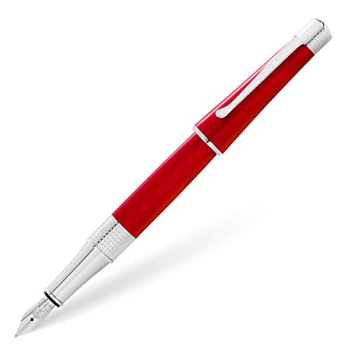 Cross Beverly Refillable Fountain Pen, Medium Nib, Includes Premium Gift Box - Translucent Red Lacquer - color: Translucent Red Lacquer, style: Fountain Pen