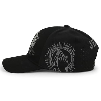 Trendy Apparel Shop Only Jesus Praying Hand Embroidered Christian Ball Cap - color: Black Black 10