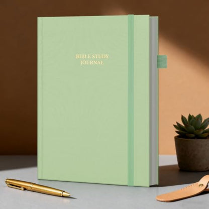 Bible Study Journal & Notebook for Women and Men, 5.8" x 8.3" - color: Cream Green, size: A5 ( 5.8" x 8.3" )