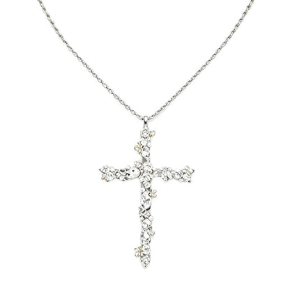 Cross Necklace for Women,14K Gold Silver Plated Box Chain Pendant，Dainty Personalized Charm Jewelry Gift for Her - color: Silver Cross A