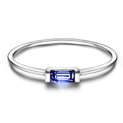Helonley Birthstone Stack Rings for Women: 925 Sterling Silver Stacked Ring - color: Birthstone Sept.