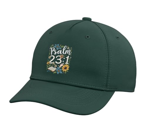 Psalm 23:1 Bible Verse Flowers Christian Women Adjustable Baseball Hat - color: Dark Green