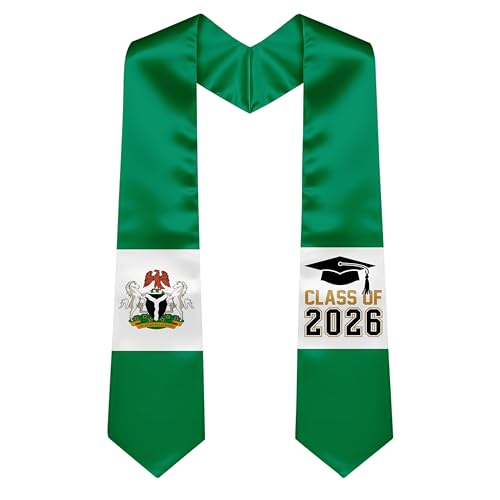 National Flag Graduation Stole Sash - 72" Long Unisex Honors Stole for Students - color: Nigeria