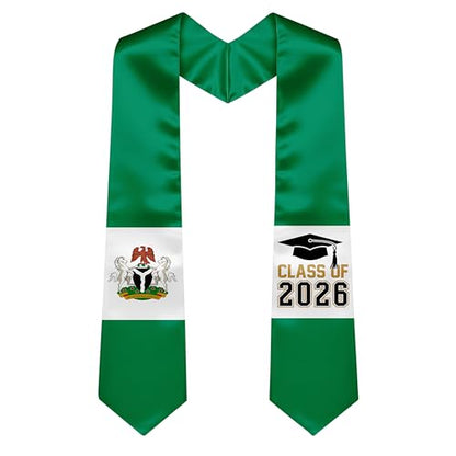 National Flag Graduation Stole Sash - 72" Long Unisex Honors Stole for Students - color: Nigeria