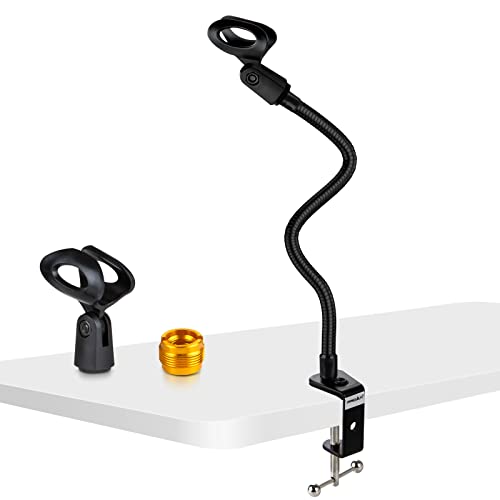 13-Inch Flexible Gooseneck Mic Stand with Phone Holder and Clamp - size: 13INCHS