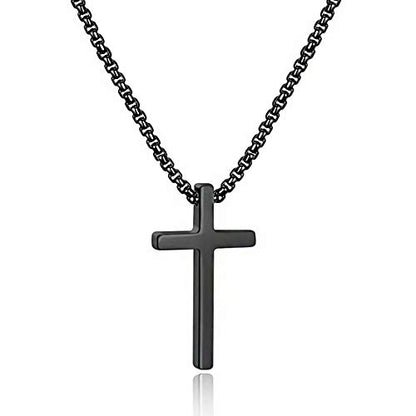 M MOOHAM Cross Necklace for Men Teen Boys 16-30 Inch - color: "Black: Cross Pendant 1.2"*0.7"