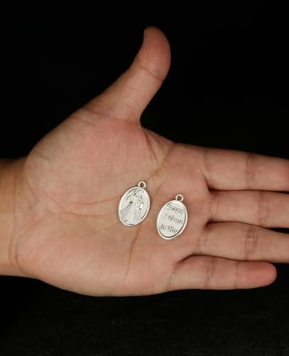 COTTVOTT Saint Therese of Lisieux/Saint Mother Teresa of Calcutta/Divine Mercy Jesus/Mater Dolorosa Patron Saint Medal Charm Pendant for DIY Rosary Necklace Bracelet Jewelry Making Part - color: 30pcs-Divine Mercy Jesus medal
