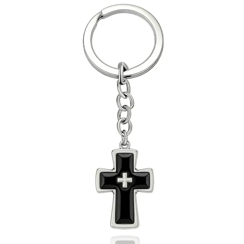 Cross Keychain Bag Charm for Women Christian Religious Gifts Easter Jesus Keychain for Women Purse Handbag Car Keys - color: Silver E