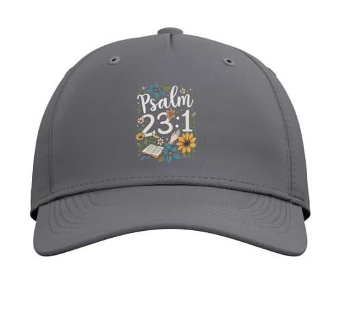 Psalm 23:1 Bible Verse Flowers Christian Women Adjustable Baseball Hat - color: Slate Grey