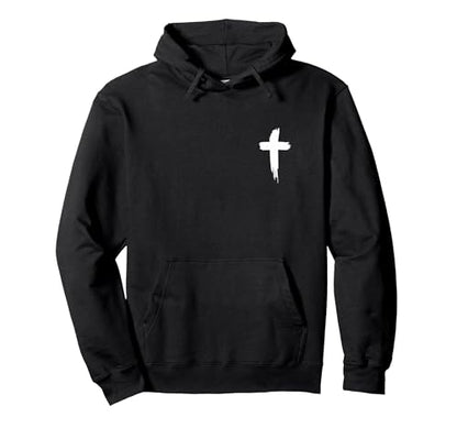 Jesus Saves John 3:16-17 Front and Back Print Christian Pullover Hoodie - color: Black, size: Small