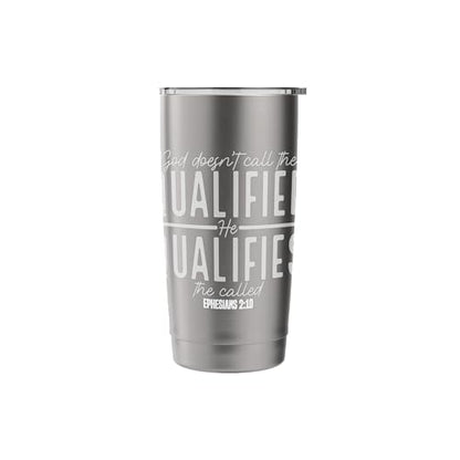 God Doesn't Call the Qualified-He Qualifies the Called Stainless Steel Insulated Tumbler - color: Brushed Steel