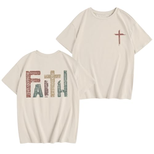 Jesus Shirt for Girls Christian Faith Tshirts Kids Cute Bible Verse Graphic Tees Inspirational God Religious Clothes - color: Apricot, size: 9-10 Years