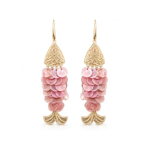 Fish Earrings For Women, Boho Colorful Acrylic Resin Tropical Sea Life Large Dangle Earring Hypoallergenic Summer Beach Vacation Statement Jewelry Gifts - color: Red-scaled fish