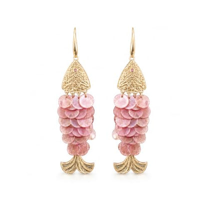 Fish Earrings For Women, Boho Colorful Acrylic Resin Tropical Sea Life Large Dangle Earring Hypoallergenic Summer Beach Vacation Statement Jewelry Gifts - color: Red-scaled fish