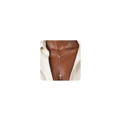 Cross Necklace for Women, Dainty 14K Gold Plated Cross Pendant Simple Long Necklaces for Women, Christian Faith Necklace Trendy Gold Jewelry Gifts for Easter - color: silver infinity cross necklace