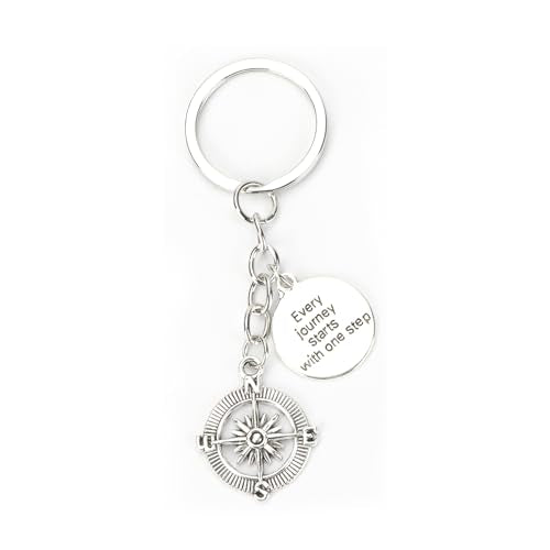 Airplane Keychains Travel Keychain for Women Compass Keyring Travel Airplane Keychain Gifts with Angel Charm - color: White1