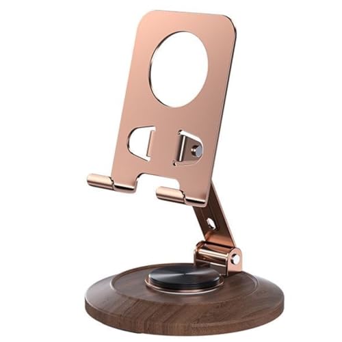 Adjustable Cell Phone Stand,360 Rotating Foldable Desktop (Wood Grain Color)