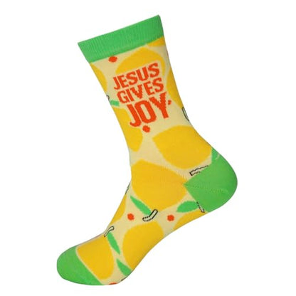 Kerusso Adult Socks, Christian Fun Socks, Novelty Socks, Cotton Blend Sock, One Size Fits Most - color: Lemon Yellow