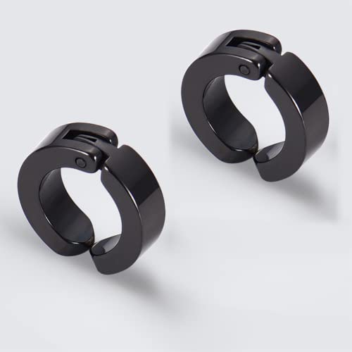 Non-pierced Earrings Set for Men Women Cross Titanium Steel Hoop Dangle Clip On Earring - style: set of black 2