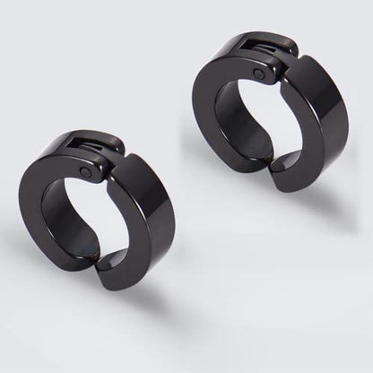 Non-pierced Earrings Set for Men Women Cross Titanium Steel Hoop Dangle Clip On Earring - style: set of black 2