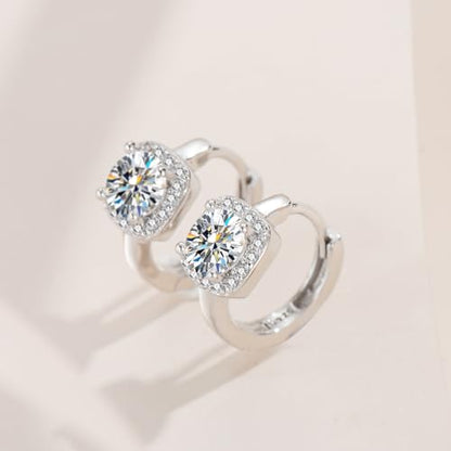 925 Sterling Silver Moissanite Hoop Earrings for Women, 1-2CT D Color VVS1 Moissanite Hoop Earrings, Perfect Jewelry Gifts - style: Style A Yellow Gold 1CT
