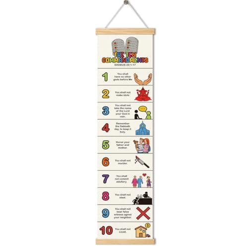 Ten Commandments Banner, Church Banner, Christian Rustic Hanging Door Flag, Farmhouse Decorations Outdoor Indoor, Church Activity Decor, Bible Lesson, Scripture and Words Decorations - color: Style 45