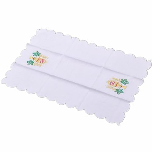 BLESSUME Church Mass Altar Cloth Purificator Cloth Cross Embroidery (White 7) - color: White 7