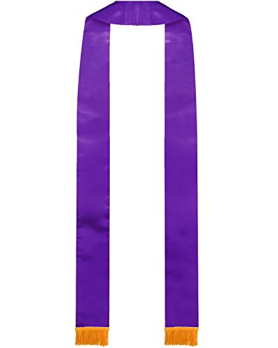 IvyRobes Unisex-adult's Satin Clergy Stole with Embroidery Cross 90"-4 Colors Available - color: Purple
