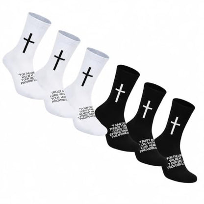 Christian Socks 6 Pairs, Cross Socks, Faith Inspired Religious Socks for Men Women, Church and Everyday Wear