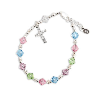 Precious Pieces Kids Crystal Rosary Bracelet, .925 Sterling Silver - color: Multi