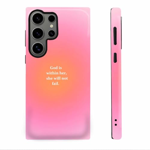 Christian Cross Faith Bible Verses Phone Case for Samsung Galaxy S24 Ultra, Shockproof Soft TPU & Hard PC Hybrid 2-Layer Protective Phone Cover for Women Girls Aura Pink - color: Aura Pink, size: Galaxy S24 Ultra